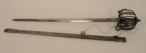 Charles Hebbert General Officer Sword, double edged with hearts in guard, blade marked Charles Hebbert, Fall Mall, East London, warr...