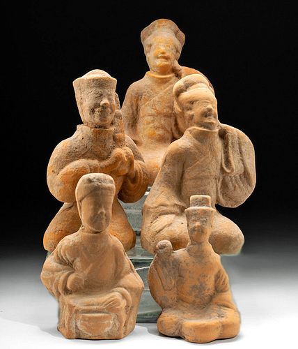 Chinese Tang Pottery Seated Tomb Attendants (5)