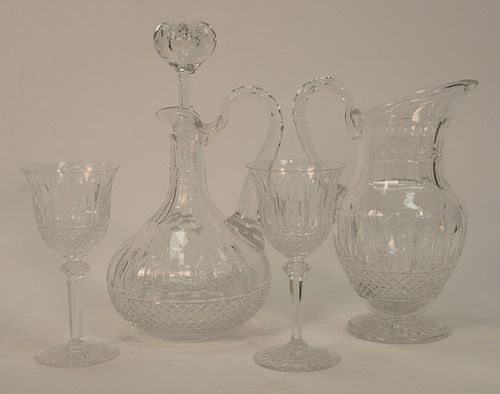 Twenty-Two St. Louis "Tommy" Crystal Group, to include set of twenty continental goblets, height 7 1/8 inches along with pitcher, he...