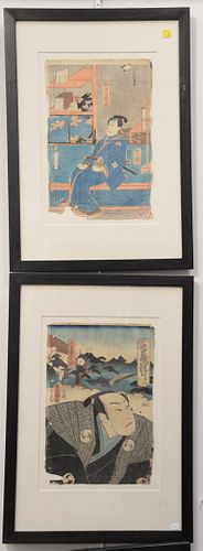 Three Japanese Woodblock Prints to include two Utagawa Toyokuni (1769 - 1825), "Fierce Actor", "Seated Kabuki Actor" along with anot...