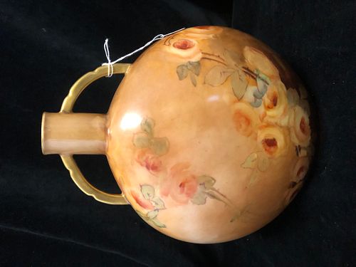Lovely Hand Painted Haviland French Porcelain Moon Flask