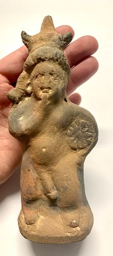 Ancient Egyptian Roman Teracotta Harpocrates c.2nd century AD. Size 6 7/8 inches high. Ex Private New York Collection