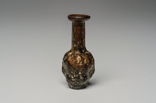 Ancient Roman Janus Head Glass Bottle Ca. 1st-2nd century A.D.
