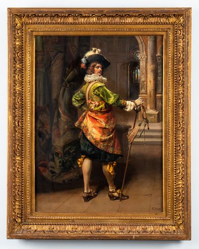 Cesare Auguste Detti "Cavalier" Oil on Panel