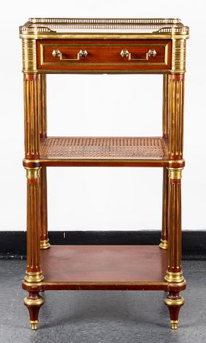 Neoclassical Style Brass Mounted 3-Tier End Table