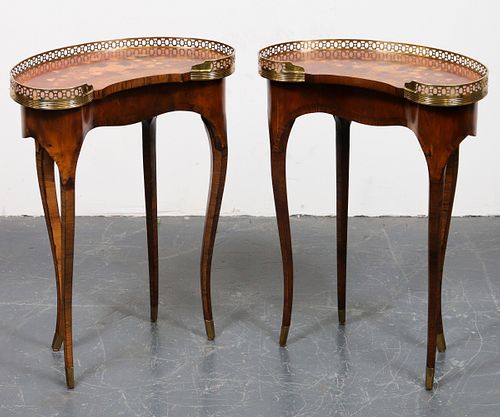 Maitland Smith Kidney-Form Marquetry Stands, Pair