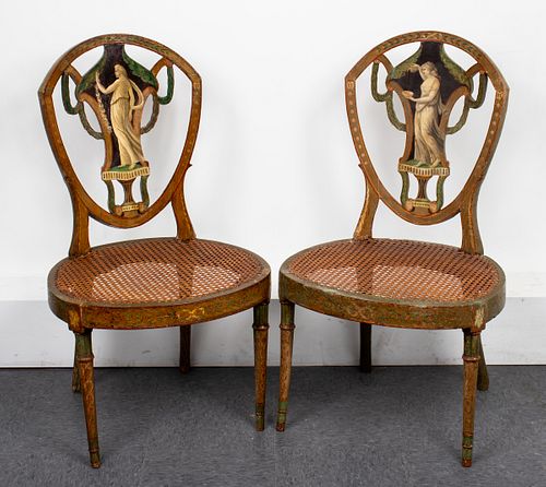Neoclassical Period Painted Side Chairs, Pair