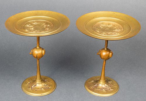 Art Nouveau Gilt Bronze Compotes, Pair