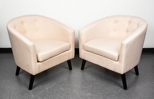 Alton Modern Upholstered Barrel Back Chairs, Pr