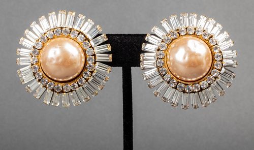 Chanel Faux Diamond & Mabe Pearl Earrings