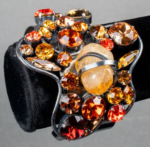 Philippe Ferrandis Quartz & Crystal Cuff Bracelet