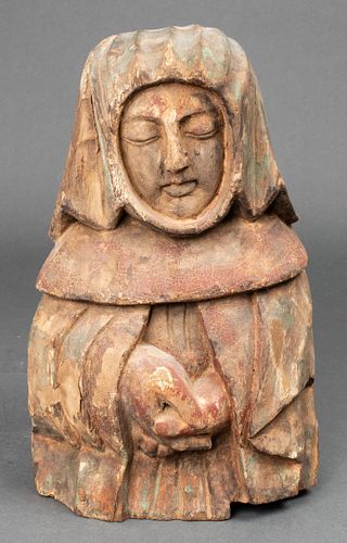 19th C. Folk Art Carved Wood Santos Figure