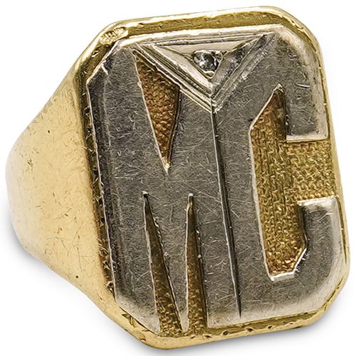 18k Gold "MC" Initialed Ring