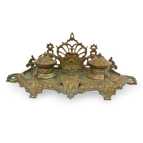 Antique Victorian Bronze Inkwell