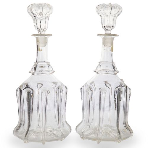 Pair Of Vintage Glass Decanters