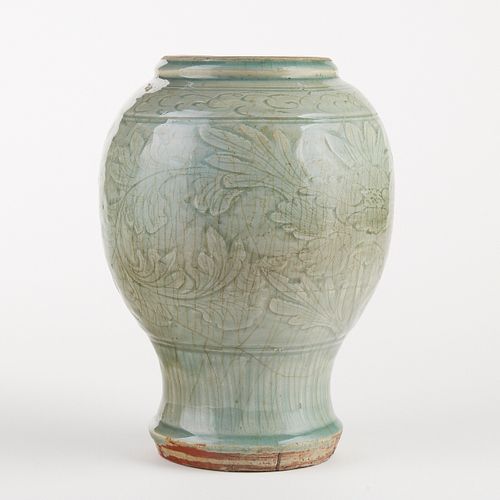 Chinese Longquan Celadon Vase - Cut Down