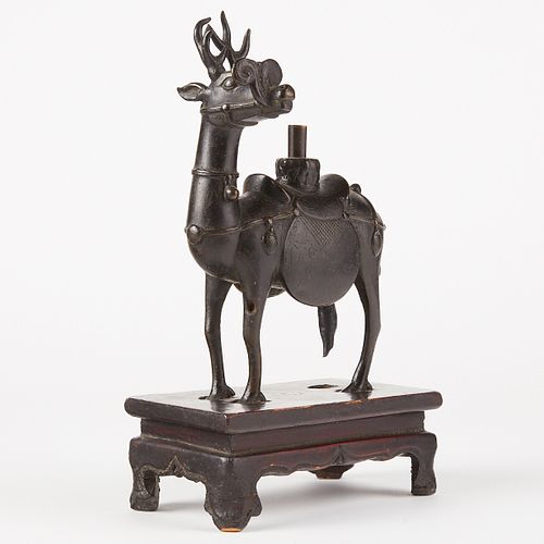 Chinese Ming Dynasty Bronze Deer w/ Stand