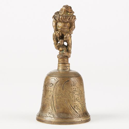Japanese Bronze Oni Bell Okimono - Signed