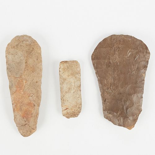 Grp: 3 Stone Tools Midwestern Chert Hoes