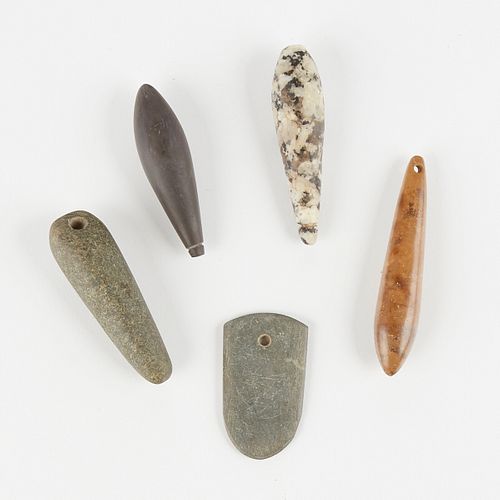Grp: 4 Stone Plummets and a Pendant