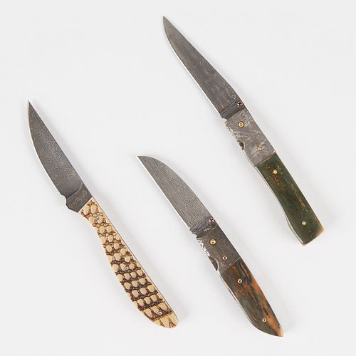 Grp: 3 E. L. Iverson Knives w/ Folding Knives Meteorite Ruby