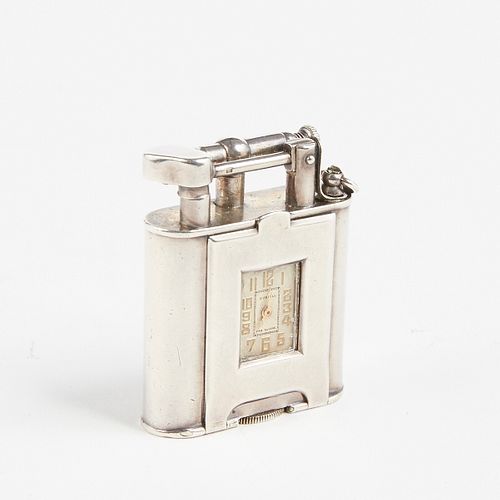 Dunhill Sterling Silver Swing Arm Lighter with Clock