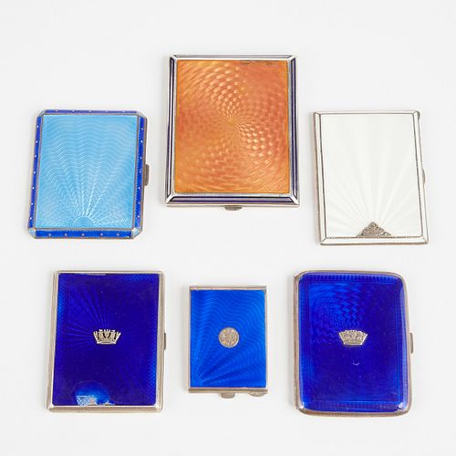 Grp: Sterling Silver and Enameled Cigarette Cases