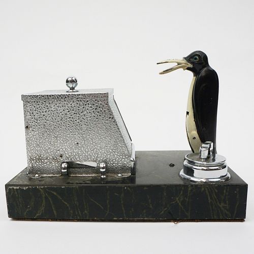 Ronson Pik-A-Cig Penguin "New Yorker" Table Lighter