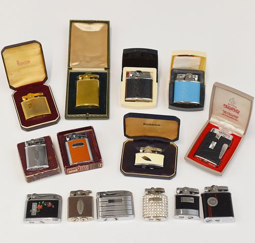 Grp: 14 Boxed Ronson Art Deco Enameled Lighters