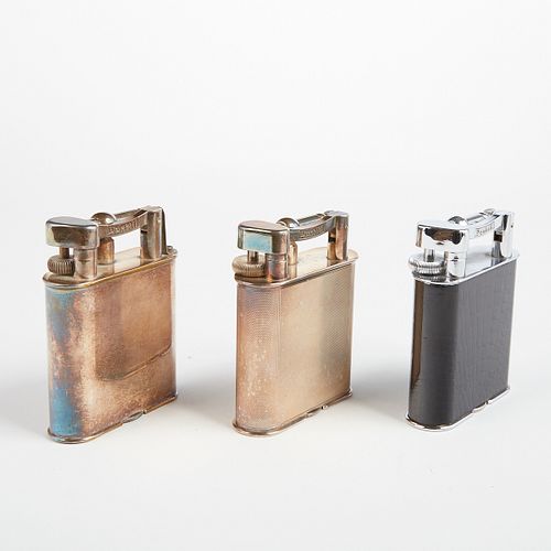 Grp: 3 Dunhill Lift Arm Silver Plated Table Lighters