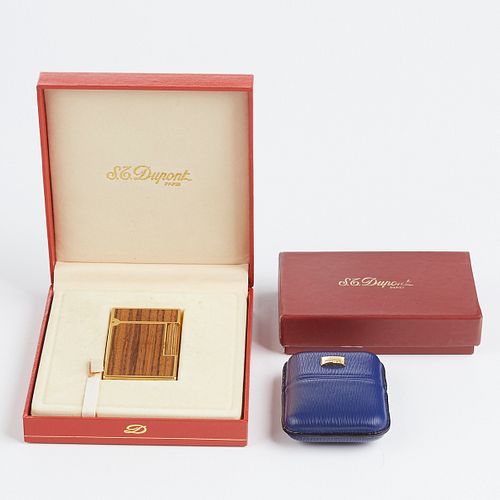 S.T. Dupont Gold Plated Wood Veneer Lighter