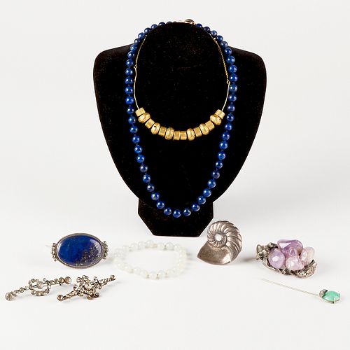Grp: Sterling Silver Jewelry with Semi-Precious Gems