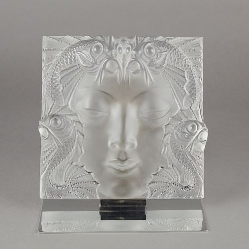 Lalique Crystal Figural Plaque Masque de Femme