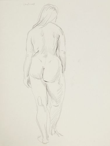 Paul Cadmus Female Nude Back Sketch on Paper