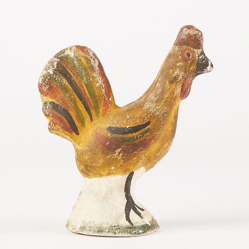 19th c. Polychrome Chalkware Rooster
