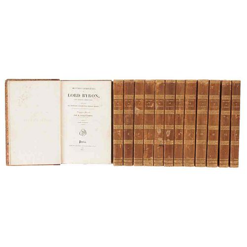 Gordon Byron, George (Lord Byron). Œuvres Complètes de Lord Byron, avec Notes et Commentaires... Paris, 1830-30. Tomos I-XIII. Pzas: 13