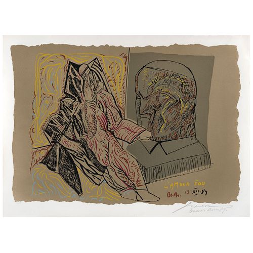 JOSÉ LUIS CUEVAS, L' amourTau, Signed and dated Buenos Aires 89, Serigraphy 152 / 199, 19.6 x 27.5" (50 x 70 cm)