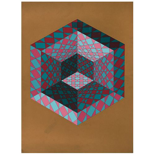 VICTOR VASARELY , Sancton, Signed, Serigraphy without print number, 29.5 x 21.6" (75 x 55 cm)