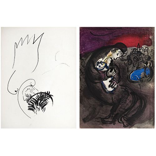 MARC CHAGALL, Jeremiah's Lamentations, from the binder Illustrations for The Bible 1956, Unsigned, Lithography without print number, 14.1 x 10.2"