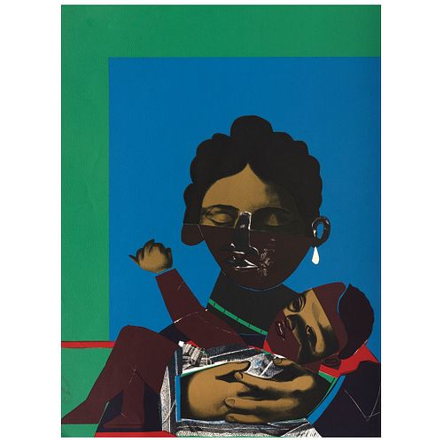 ROMARE BEARDEN, Mother and Child, 1971, Signed, Serigraphy 127 / 150, 23.6 x 17.7" (60 x 45 cm), Document