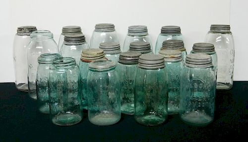 Fruit jars - 20 'Mason' aqua