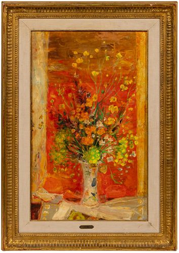LE PHO, "BOUQUET CHAMPETRE" OIL ON SILK, CHRISTIES
