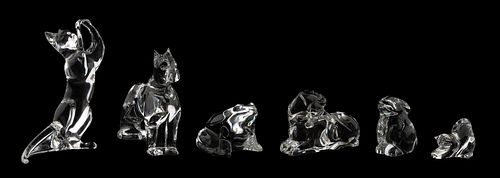 SIX BACCARAT CRYSTAL ANIMAL PAPERWEIGHTS