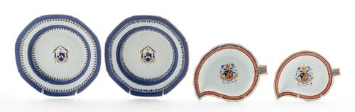 FOUR CHINESE EXPORT ARMORIAL PORCELAIN PIECES