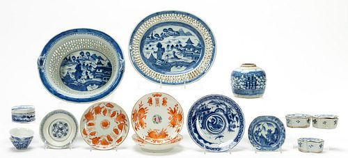 15 PC GROUPING OF CHINESE EXPORT, INCLUDING BASKET