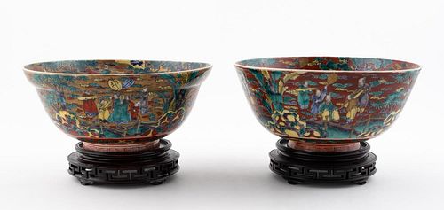 TWO, HEAVILY DECORATED CHINESE PORCELAIN BOWLS
