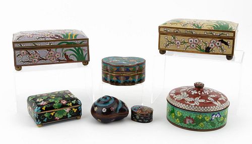 20TH CENTURY, SEVEN CHINESE CLOISONNE BOXES