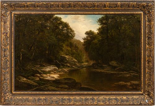 1872, GEORGE HETZEL, RIVER LANDSCAPE, PERIOD FRAME