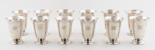 SET OF TWELVE MANCHESTER STERLING CORDIAL CUPS