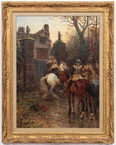 ERNEST CROFTS, "UNEXPECTED VISITORS" OIL, 1894